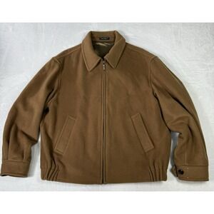 Vintage 90's Baracuta Cashmere Wool Bomber Jacket Beige Medium Soft Gold Lined